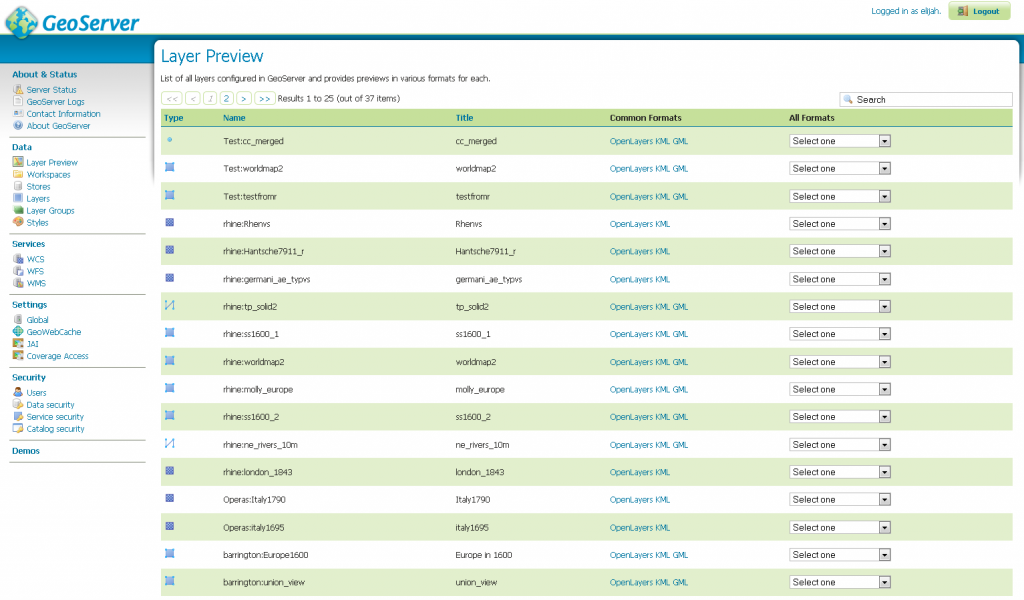 Geoserver Layers View