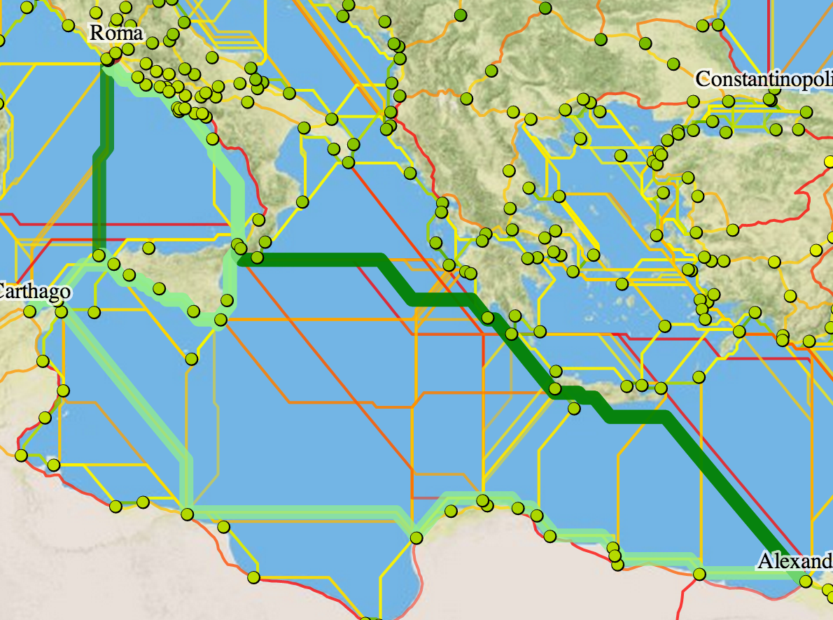 Route variance in ORBIS v2 based on transfer costs