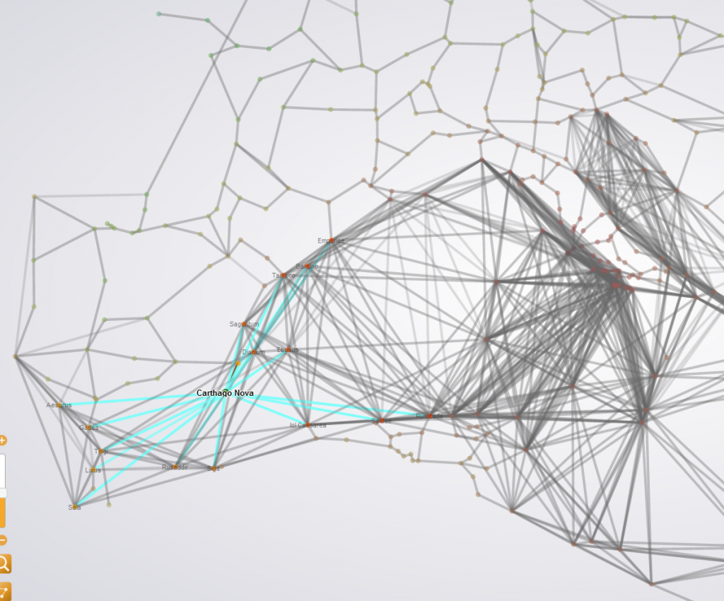 Carthago Nova selected on the Roman Transportation Graph