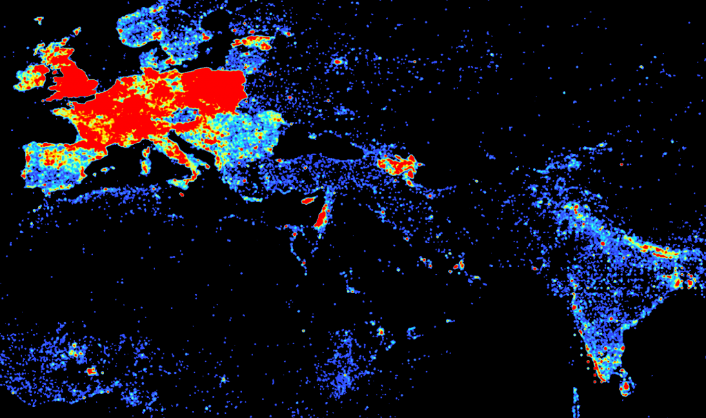 DBpedia Article Density Europe, South Asia and North Africa