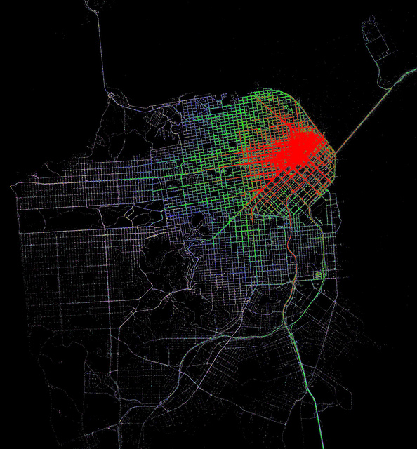 Eric Fischer's map of accessibility from 3rd and Market
