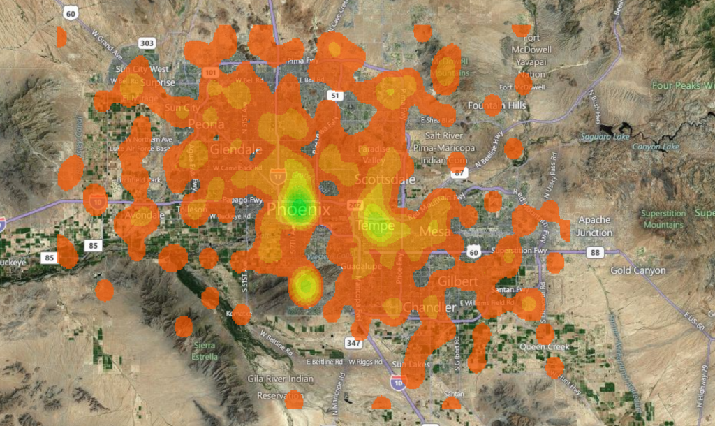Wikipedia articles located around Phoenix