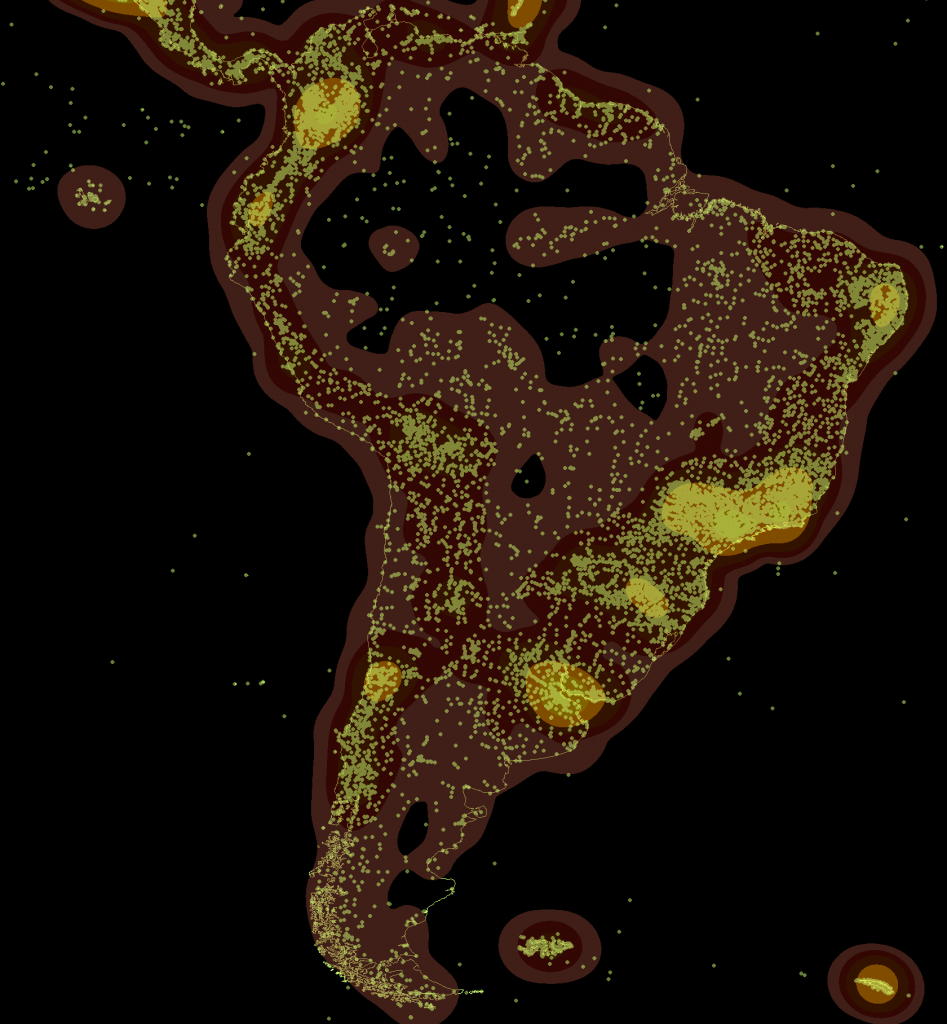 Wikipedia articles located in South America