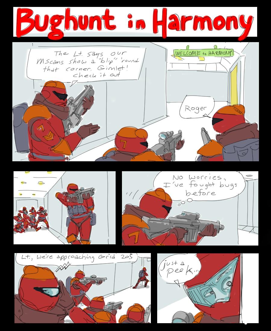 An artistic representation of the action in Bughunter