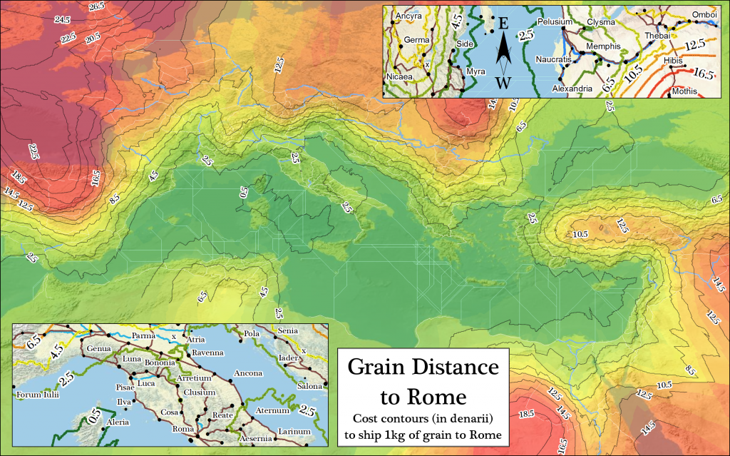 A map of expense contours developed from ORBIS