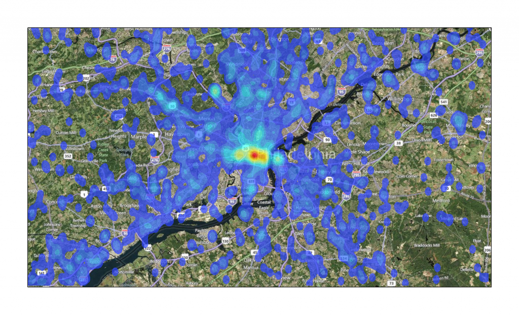 Wikipedia articles located around Philadelphia