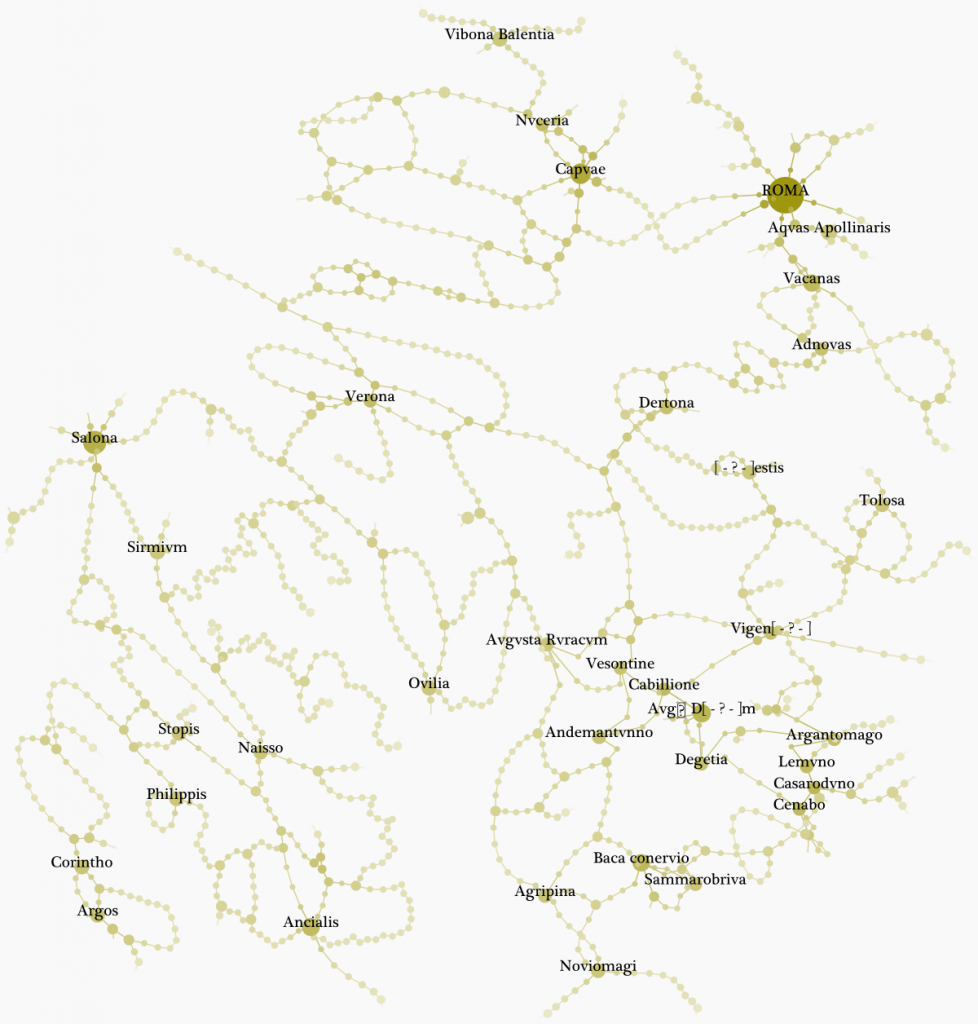 The transportation network of the Italian Peninsula and Gaul, as derived from the Peutinger Table for Rome's World The transportation network of the Italian Peninsula and Gaul, as derived from the Peutinger Table for Rome's World