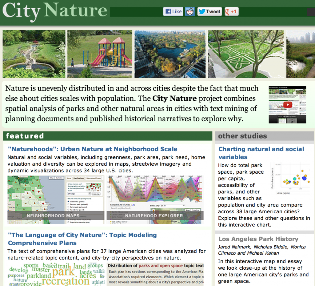 Screenshot from the Stanford City Nature Project site