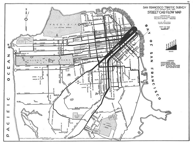 1937 Map of Street Car Access in San Francisco, from Eric Fischer